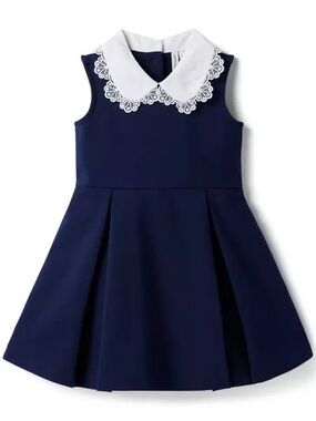 Janie and Jack Navy Dress with White Lace Collar neck Size 3T